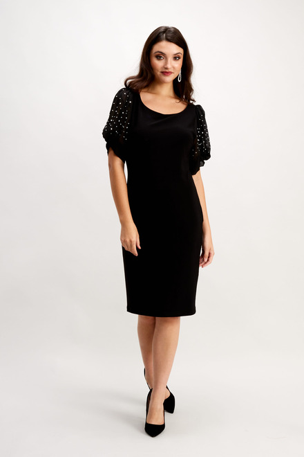 Rhinestone Puff Sleeve Dress Style 248151. Black. 5