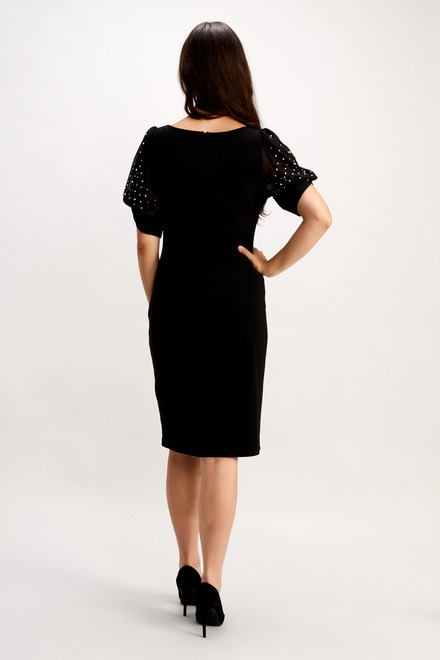 Rhinestone Puff Sleeve Dress Style 248151. Black. 2