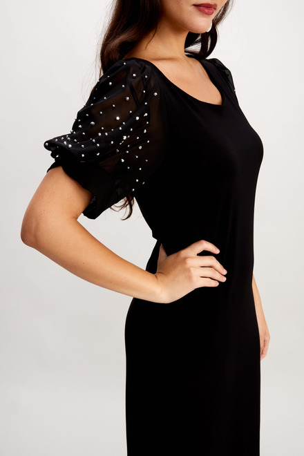 Rhinestone Puff Sleeve Dress Style 248151. Black. 3