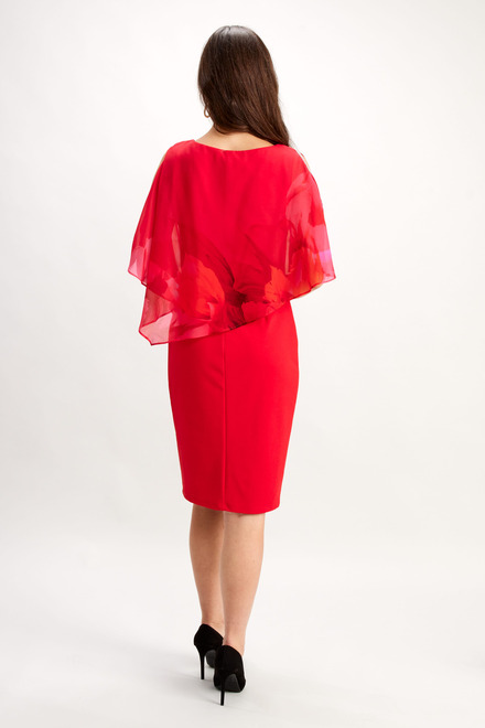 Printed Overlay Dress Style 248156. Red/fush. 2