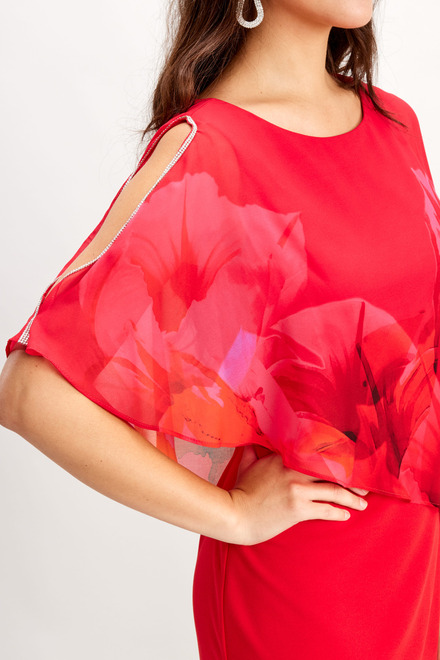 Printed Overlay Dress Style 248156. Red/fush. 3