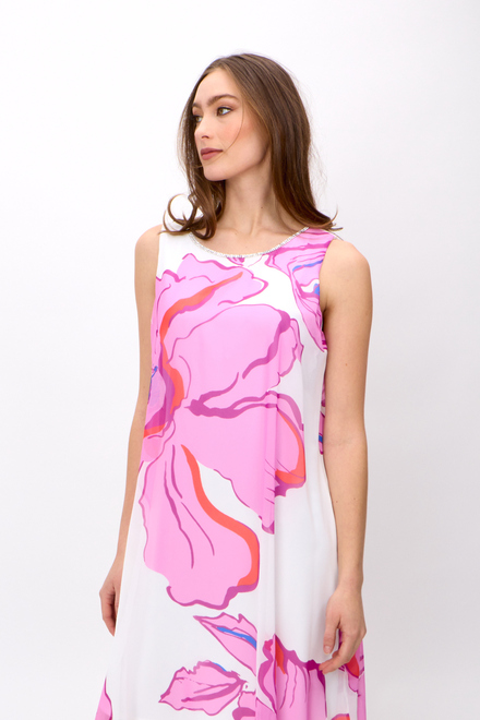 Hibiscus Print Dress Style 248172. Offwhite/pink. 5