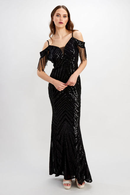 All-Over Sequin Mermaid Gown Style 248205U. Black. 3