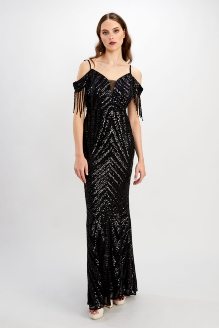 All-Over Sequin Mermaid Gown Style 248205U. Black. 7