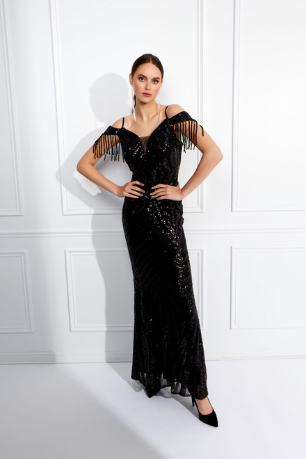 All-Over Sequin Mermaid Gown Style 248205U. Black