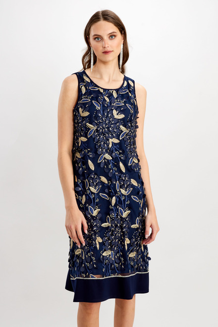 Sequin Floral Tank Dress Style 248320. Midnight Blue/gold. 4