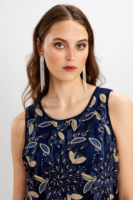 Sequin Floral Tank Dress Style 248320. Midnight Blue/gold. 3