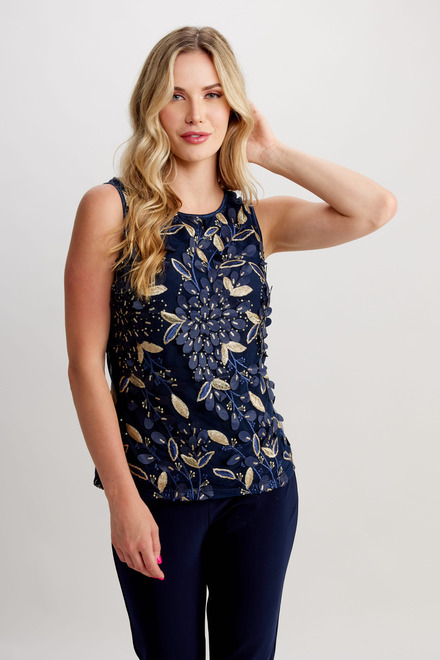 Sequin Floral Top Style 248321. Mid/gold