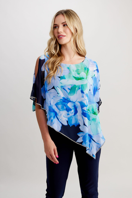 Floral Overlay Top Style 248324. Midnight/Green