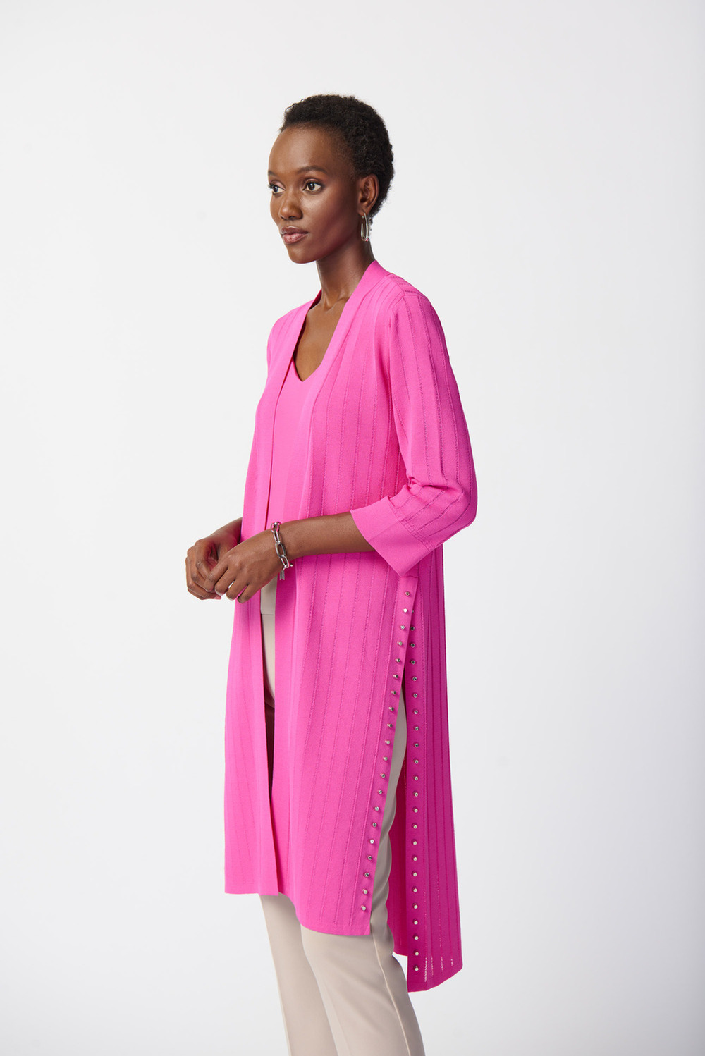 Rib Knit Cover-Up Style 222929. Ultra Pink