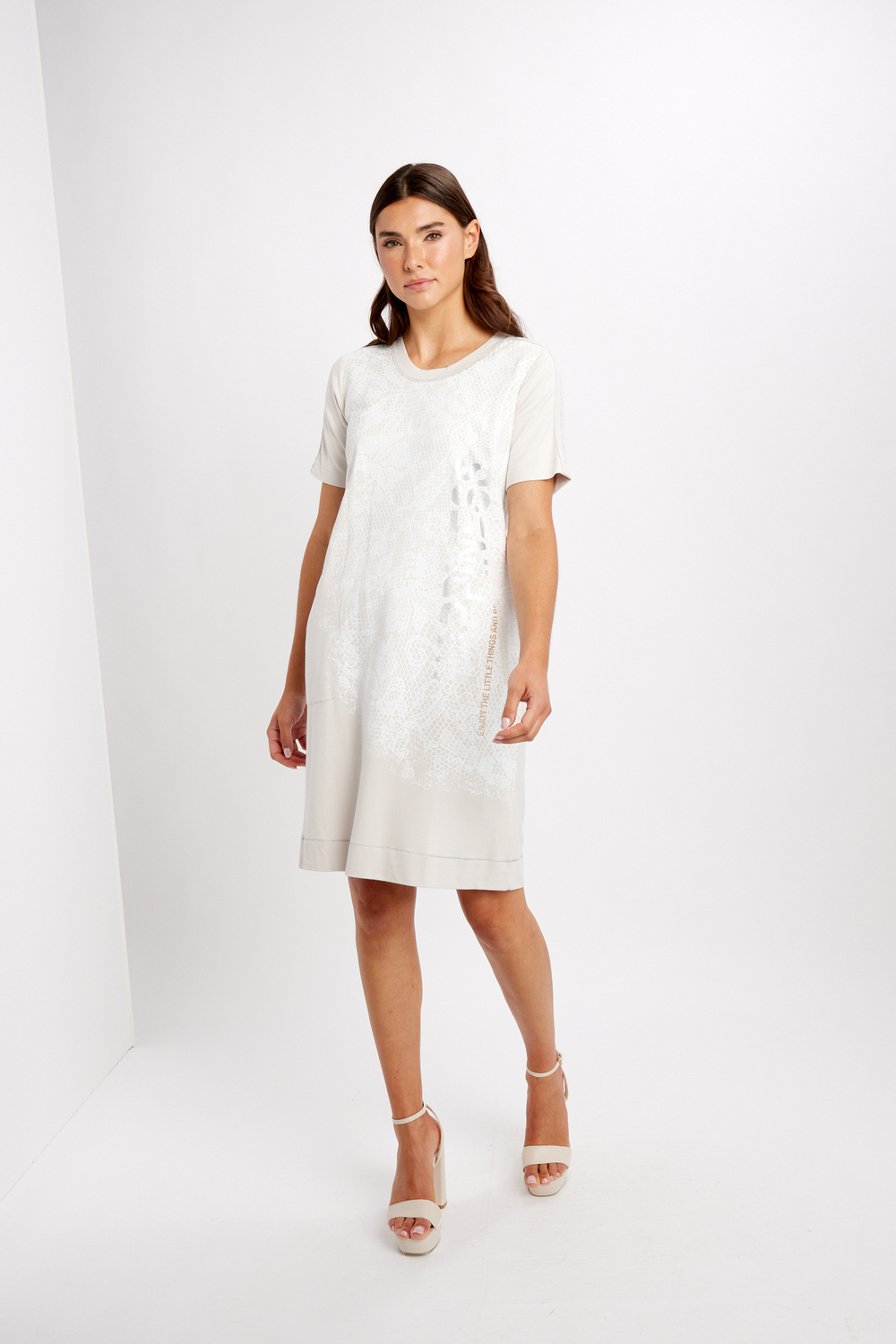 Brocade Casual Mini Dress Style 24144-6609. White