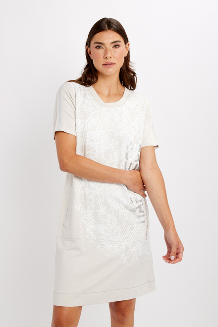 Brocade Casual Mini Dress Style 24144-6609. White. 2