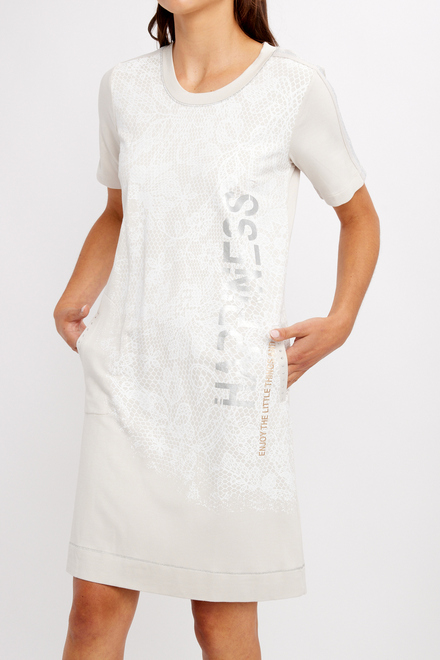 Brocade Casual Mini Dress Style 24144-6609. White. 4