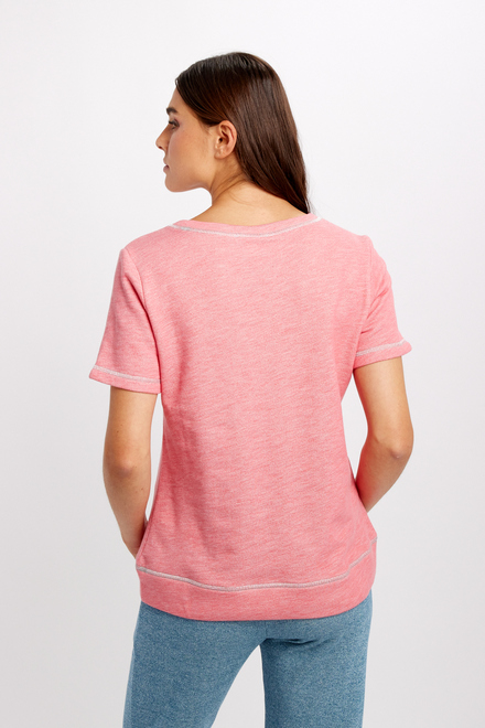 Marled Text-Print T-Shirt Style 24161. Coral. 2