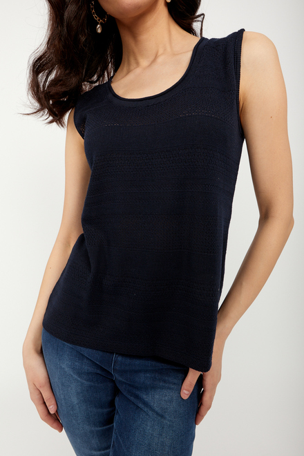 Round Neck Casual Top Style 24180. Navy. 3