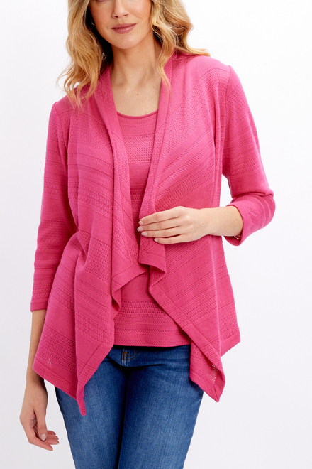 Casual Open-Front Cardigan Style 24182. Fuchsia. 3