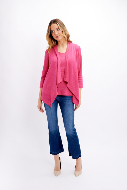 Casual Open-Front Cardigan Style 24182. Fuchsia. 4