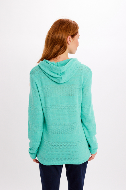 Hooded Drawstring Casual Sweater Style 24183. Aqua. 2