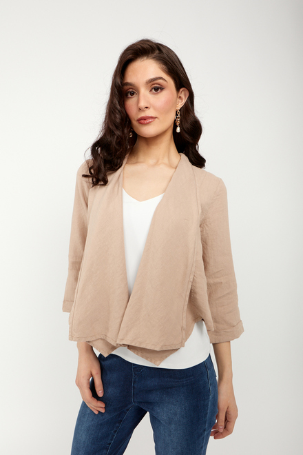 Dolcezza Woven Cardigan Style 24251. Beige. 4