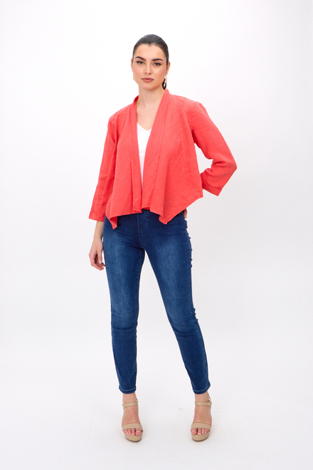 Dolcezza Woven Cardigan Style 24251. Coral. 4