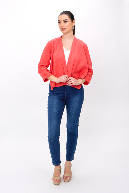 Dolcezza Woven Cardigan Style 24251. Coral. 5
