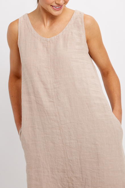 Sleeveless Round-Neck Midi Dress Style 24260. Beige. 3