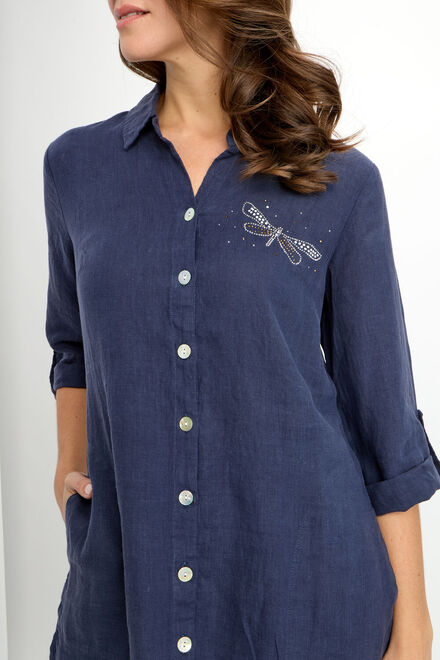 Minimalist Jewel Shirt Style 24265-6609. Dark Navy. 3