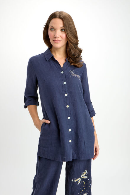 Minimalist Jewel Shirt Style 24265-6609. Dark navy