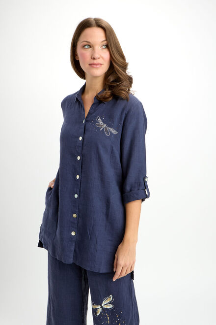 Minimalist Jewel Shirt Style 24265-6609. Dark Navy. 4
