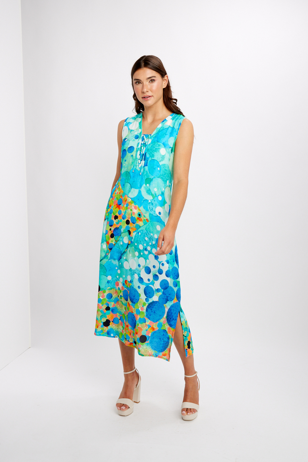 Sleeveless Square-Neck Midi Dress Style 24623. As Sample