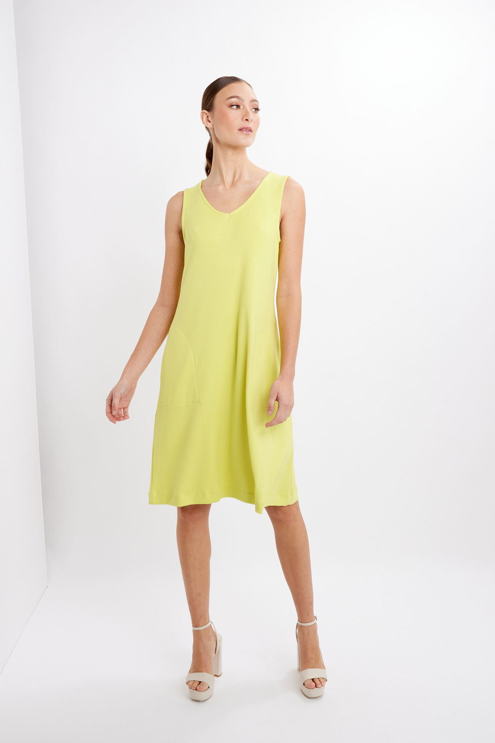 Sleeveless Pleated Mini Dress Style 24703. Citrus