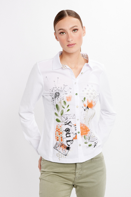 Chemise féminine à motif feuille et abstrait modèle 24713. As sample