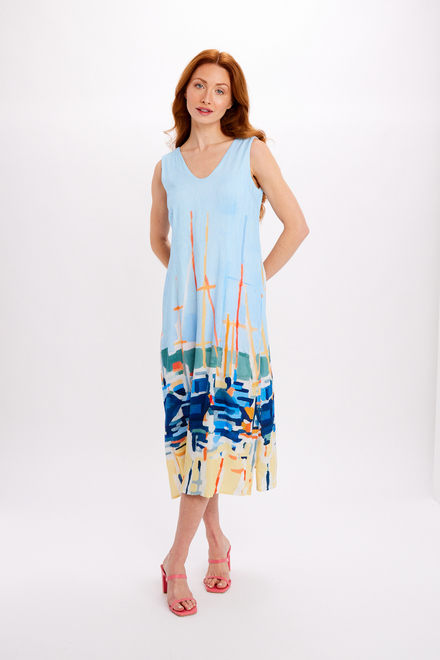 Sleeveless Abstract Midi Dress Style 24796-6609. As sample