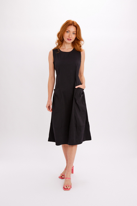 Midi Minimalist Sleeveless Dress Style 24220-6609. Black