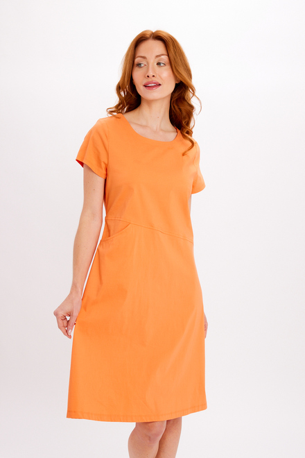 Minimalist Midi Summer Dress Style 24221. Orange. 4