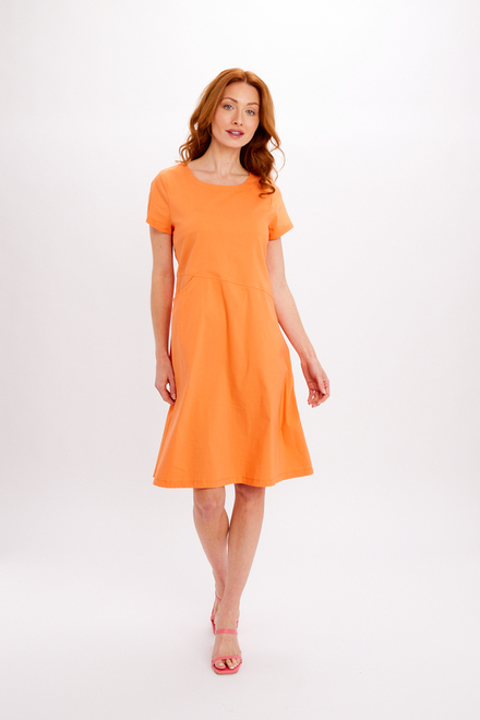 Minimalist Midi Summer Dress Style 24221. Orange. 5