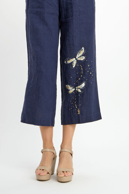 Embroidered Animal High-Rise Trousers Style 24266-6609. Dark Navy. 5