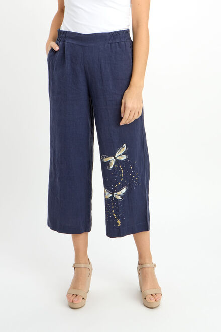 Embroidered Animal High-Rise Trousers Style 24266-6609. Dark Navy. 2