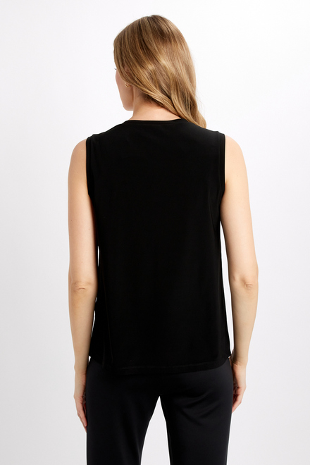 Pleated Front V-Neck Top Style 241133. Black. 2
