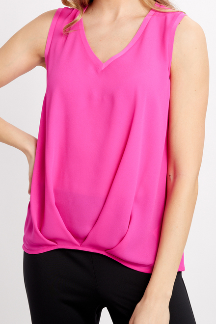 Pleated Front V-Neck Top Style 241133. Ultra Pink. 2