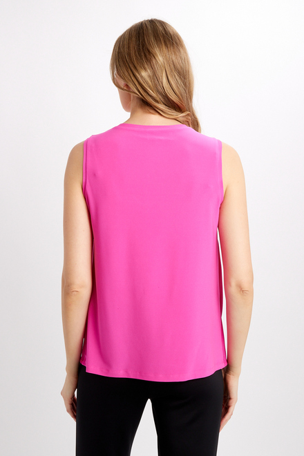 Pleated Front V-Neck Top Style 241133. Ultra Pink. 3