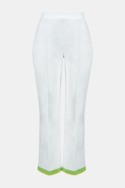 Pantalon droit, chevilles brod&eacute;es  mod&egrave;le 242006. Blanc/multi. 5