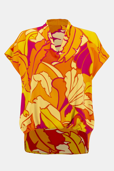 T-shirt large, feuilles color&eacute;es mod&egrave;le 242008. Rose/multi. 5