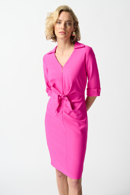 Robe chemisier zipp&eacute;e, n&oelig;ud mod&egrave;le 242011. Ultra Pink. 4