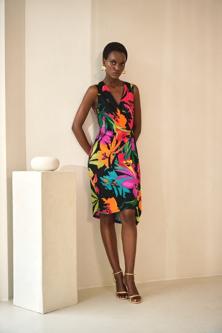 Tropical Print Wrap Front Dress Style 242012