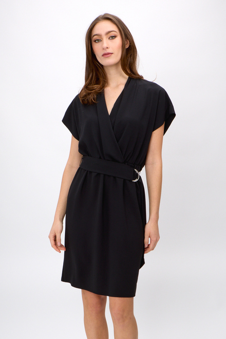 Wrap Front Belted Dress Style 242013. Black. 4
