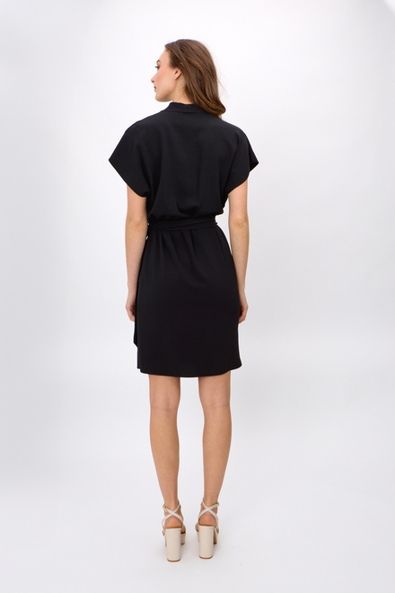 Wrap Front Belted Dress Style 242013. Black. 2