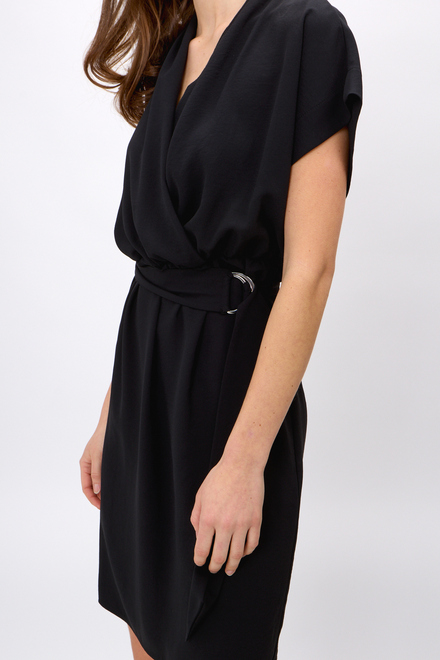 Wrap Front Belted Dress Style 242013. Black. 3