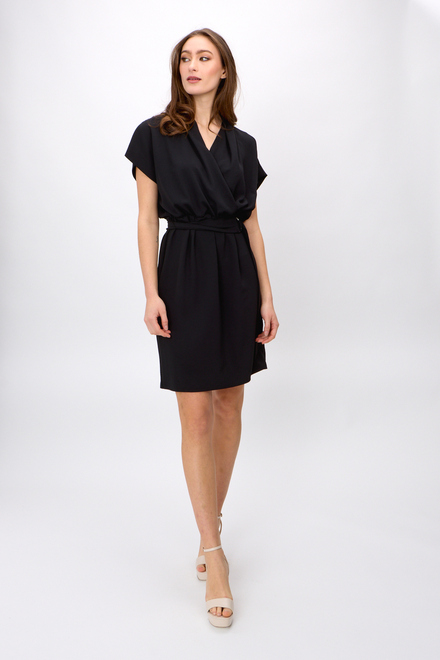 Wrap Front Belted Dress Style 242013. Black