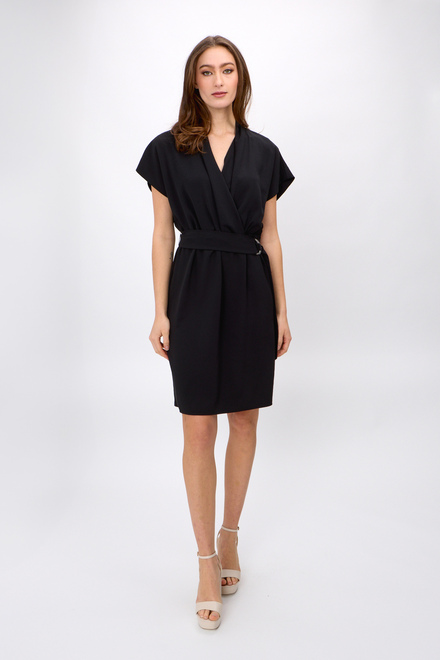 Wrap Front Belted Dress Style 242013. Black. 5
